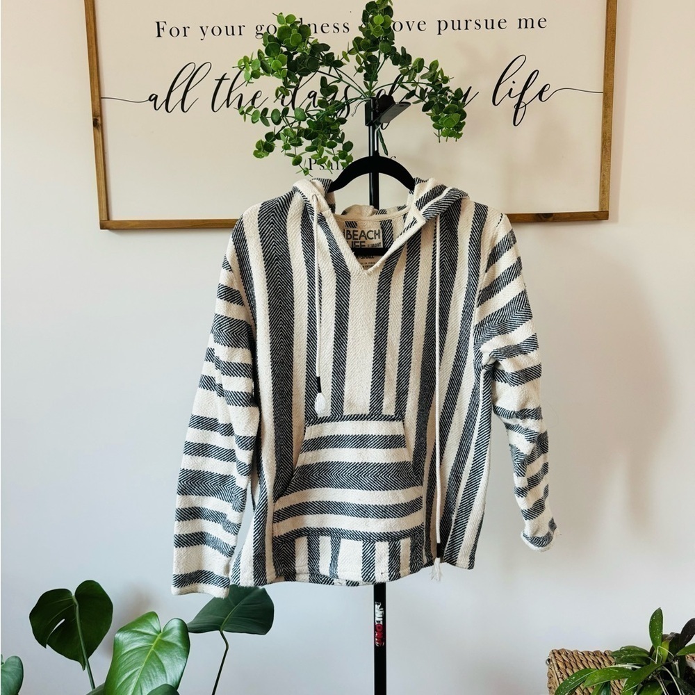 Beach life by LA draft 100% cotton striped hooded sweater